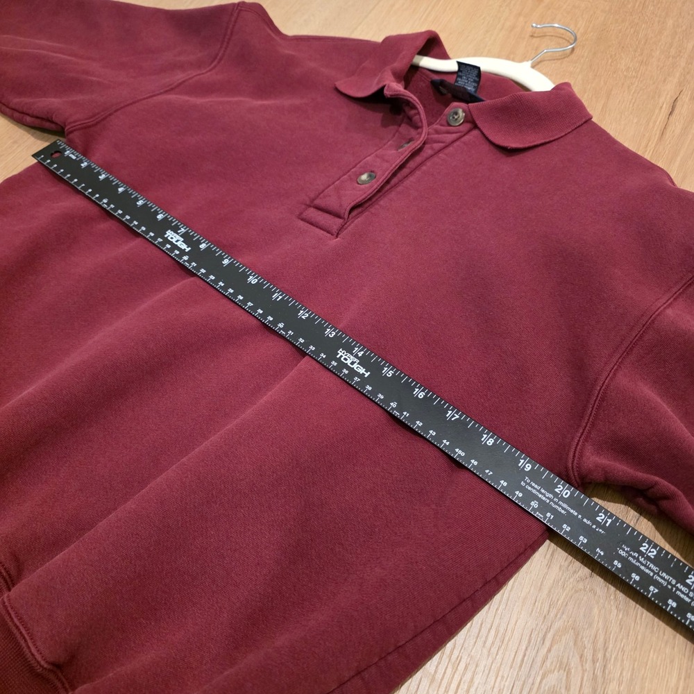 VTG Lands End Polo Collar Sweatshirt Womens M 10-12 Burgundy Made in USA Preppy - Picture 8 of 11